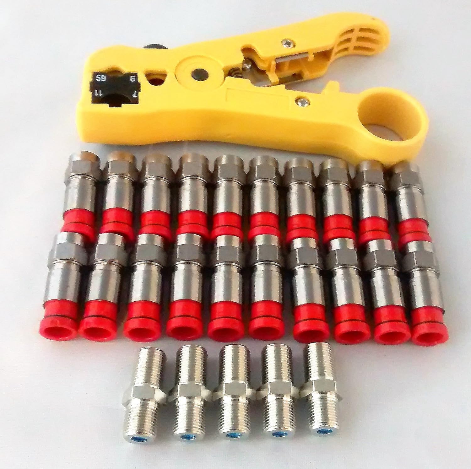 Coax Compression Connector Kit RG6 T&B Quad Connectors