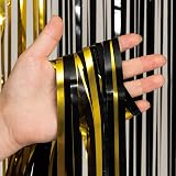 GREATRIL Black and Gold Foil Fringe Backdrop 2 Packs 3.2ft x 8.2ft view 9