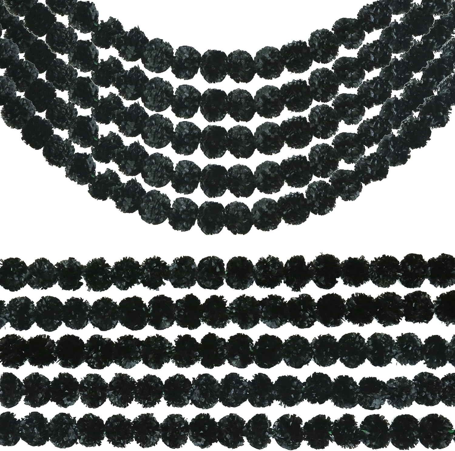 Wreaths, Garlands & Swags - Trimgrace 5 Pcs Black Marigold Garland 5FT for Halloween Decoration Fall Floral Garlands Thanksgiving Decor for Home Wedding Party