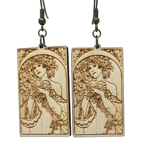 Alphonse Mucha Art Nouveau Earrings | La Fleur Flowers, 1897