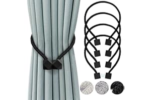 ZningEsxi 4 Pack Magnetic Curtain Tie Backs Black Curtain Tieback Magnetic for Curtains Drape Clips Holdbacks Curtains Ties H