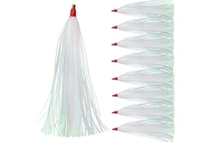 FUSIGO Fishing Mylar Flash Teaser Tail - 9pcs/18pcs Fishing Bucktail Teaser Fishing Bait Rigs for Flounder Rig Saltwater Fishing Teasers Plugs 3 Colors