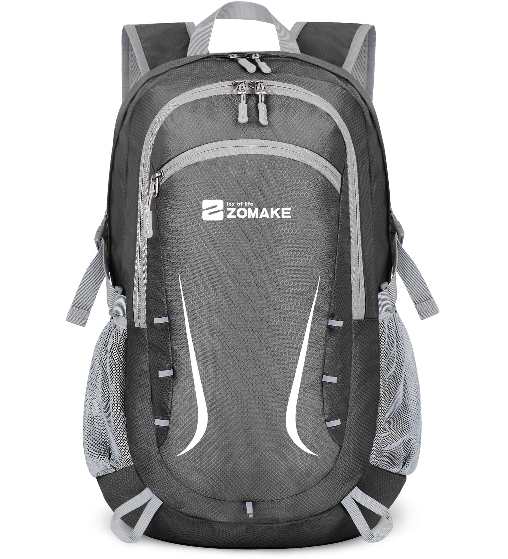 ZOMAKE Lightweight Foldable Backpack, 35L Packable Rucksack Folding Small Back Pack Foldaway Ultralight Daypack Collapsible for Women Men Travel Hiking Walking (Medium Gray)