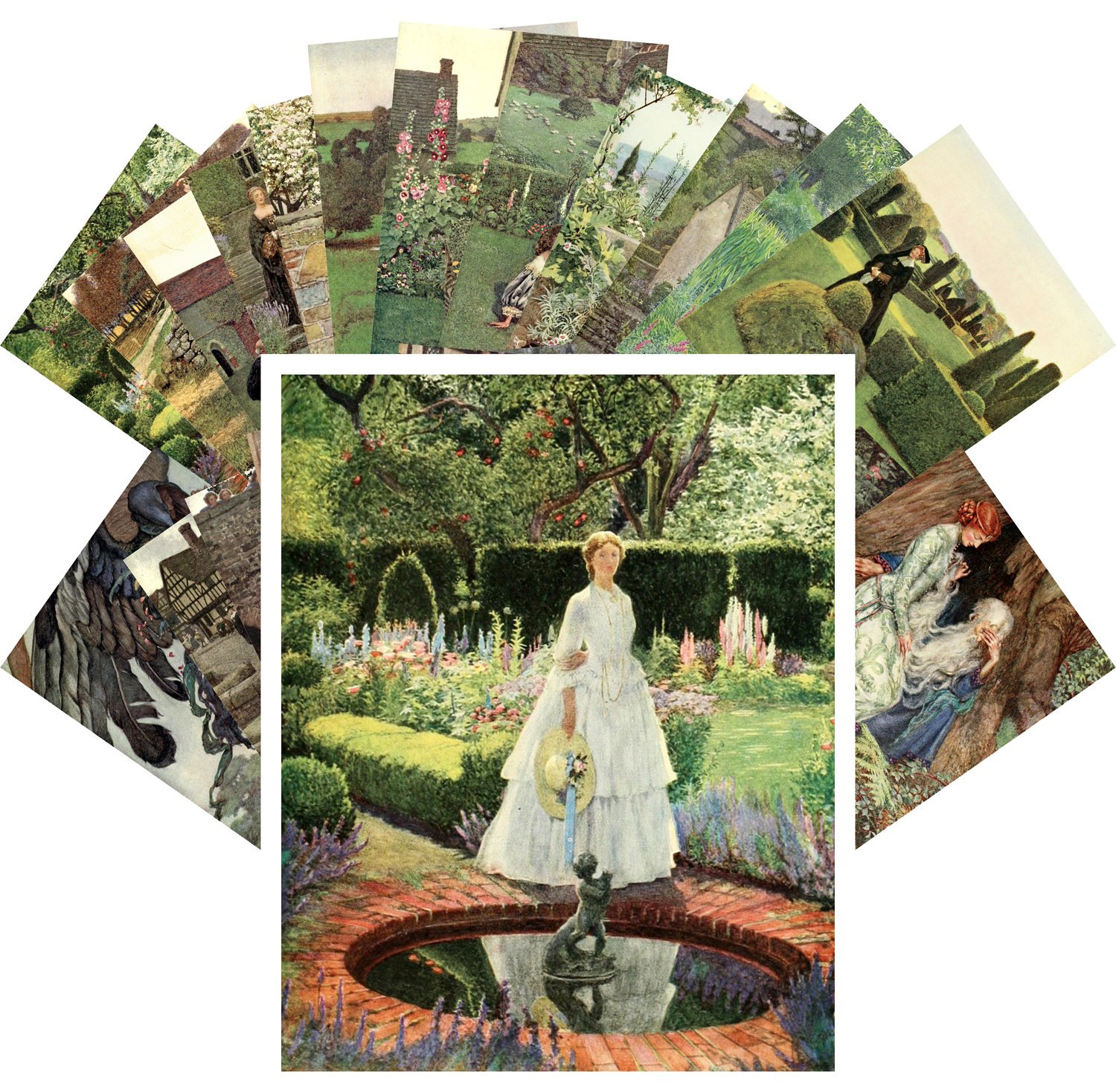 Postcard Set 24pcs Medieval Life Vintage Book Illustration by Eleanor Fortescue Brickdale