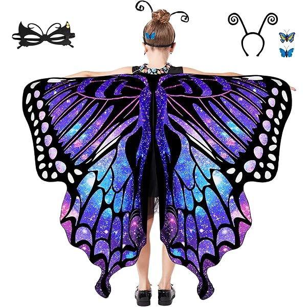 Butterfly Wings Costume Shawl Adult Halloween Cape Women Fairy