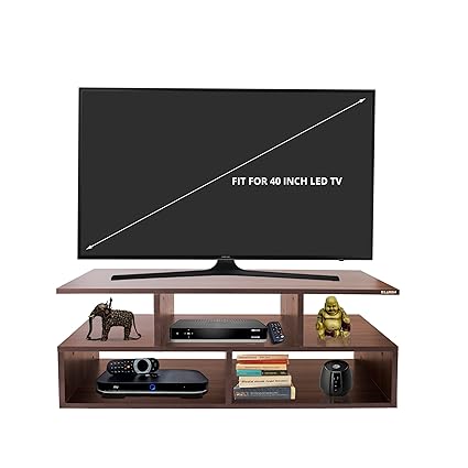 Klaxon Vector Wooden TV Stand (Matte Finish, Walnut)