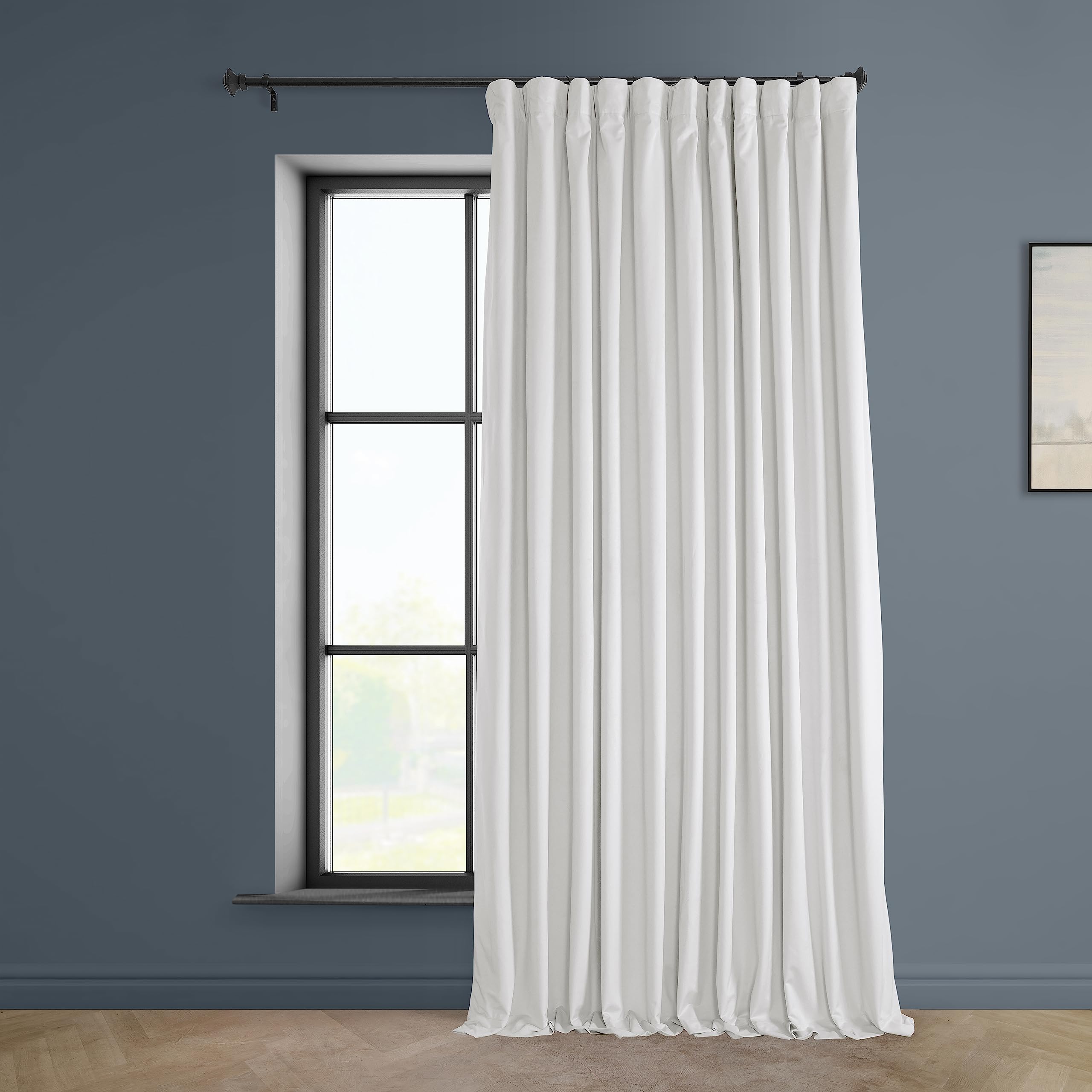 HPD Half Price Drapes Heritage Plush Velvet Curtains 96 Inches Long Room Darkening Curtains for Bedroom & Living Room 100W x 96L, (1 Panel), Pillow White Image