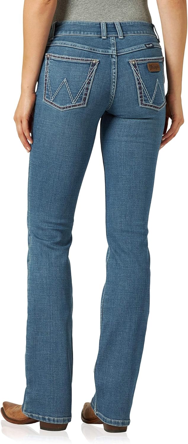 wrangler retro women's mae mid rise boot cut jeans