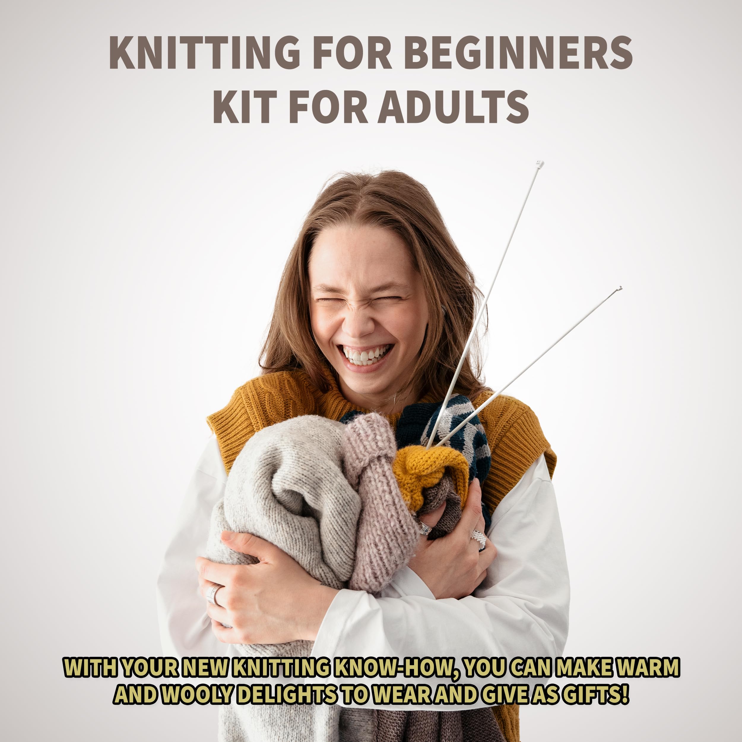 SpiceBox Introduction to Knitting Kit - Discover The Joy of Creating Cozy, Handmade Items