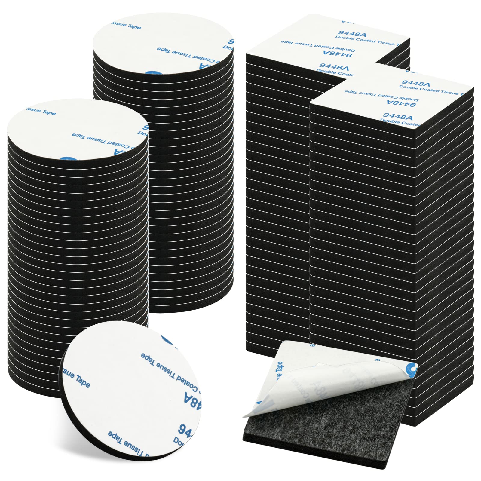 Double-Sided Sticky Pads, 120 pcs Adhesive Foam Pads, Extra Strong Black Adhesive Mounting Pads, Square and Round, 40mm * 40mm