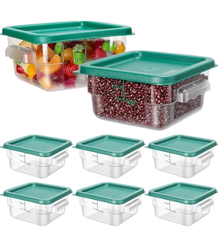 Lallisa 4 Recipientes De Almacenamiento De Alimentos Con Básculas De 4 Cuartos Y 8 Cuartos De Galon Cuadrados Con Tapas Y Asas Recipientes