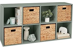 Best Choice Products Kids Bookcase 8-Cube Storage Organizer, 11in Shelf Opening, Bookshelf, Toy Storage, Customizable w/ 3 Removable Back Panels – Sage