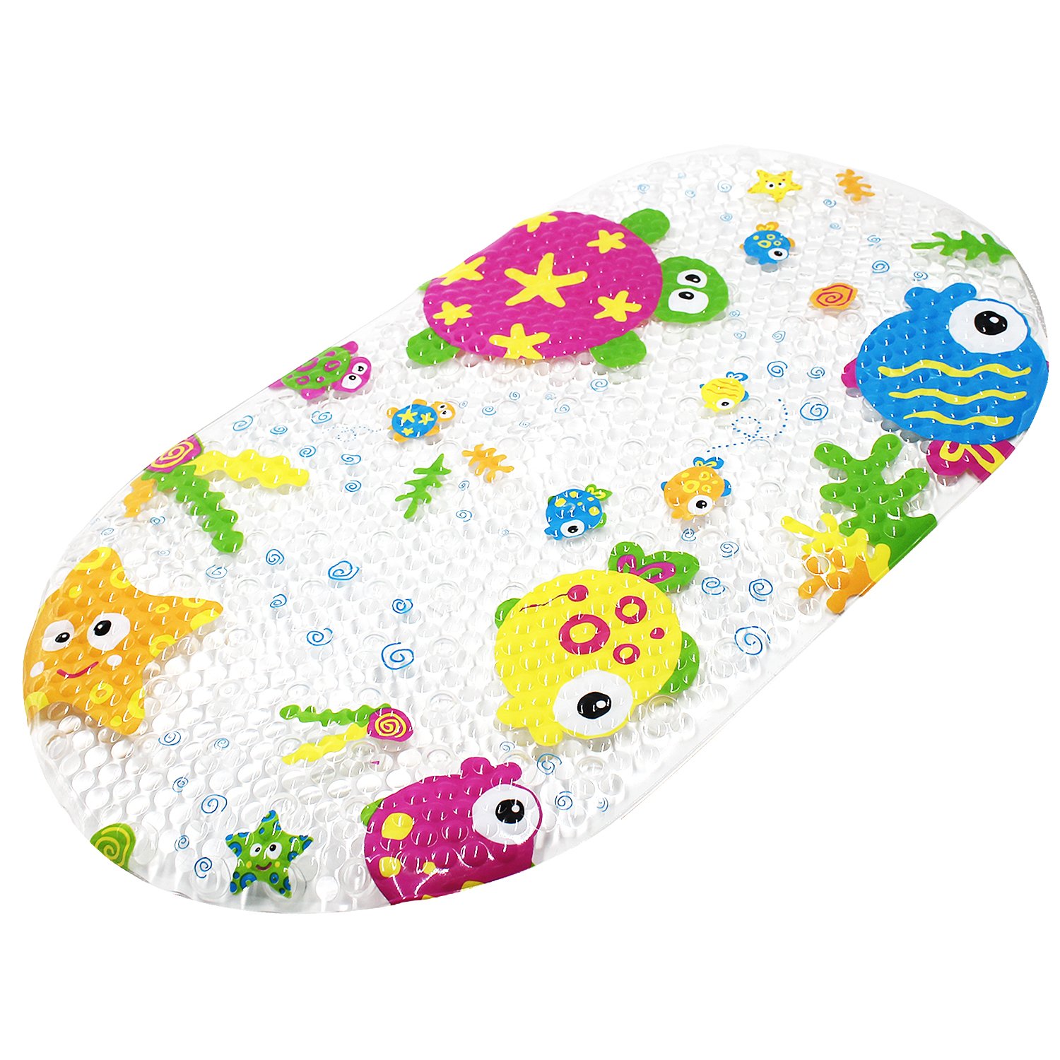 TOPSKY Non-slip Bath Mat, Kids Mat Shower Mat with Suction Cups Bright Cartoon Printed for Bathtub Children Mat, 39 x 69cm (Colorful Ocean)