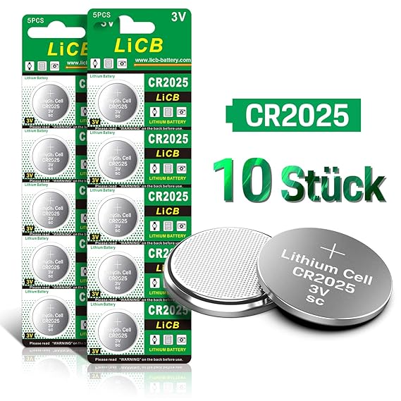 LiCB 10 Stück CR2025 3V Lithium Knopfzellen CR 2025 Batterien