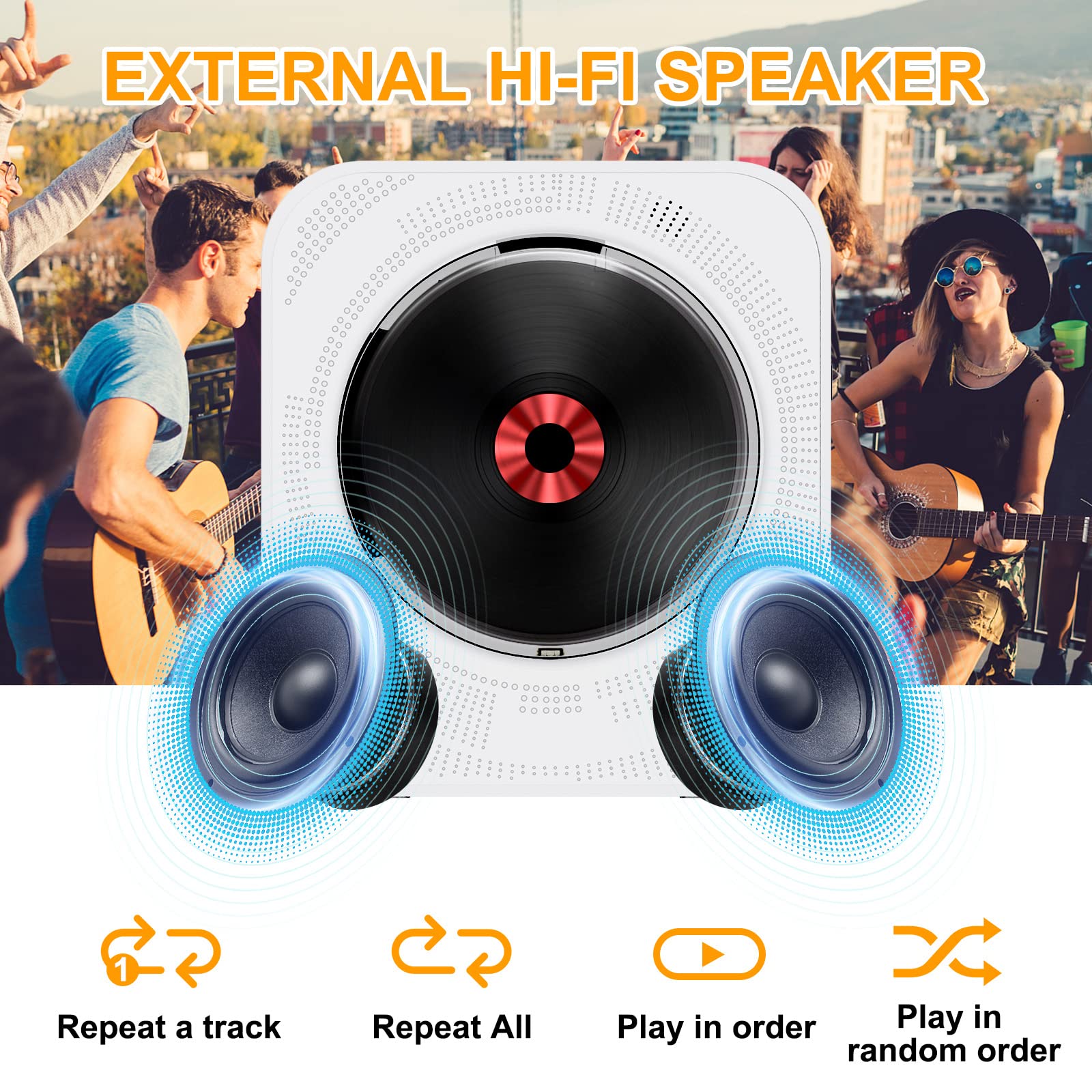 CD Player Bluetooth 5.0, Radio CD Player with HiFi Speaker, Portable CD Player for Home CD Music Player with Remote Control,Cute CD Player Audio Boombox with FM Radio USB/AUX Port