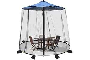 WANRU Patio Mosquito Netting - Mosquito net for Patio Garden and Outdoor Umbrellas with Adjustable Elastic Cord and Zipper Umbrella net