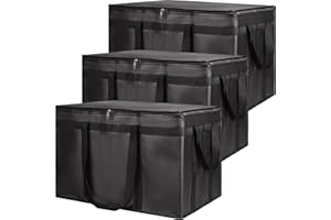 CIVJET Insulated Food Delivery Bag, XXXL Insulated Reusable Grocery Cooler/Hot Bags, Tote Bag for Shopping/Travel/Doordash, Catering Bag Doordash 22x14x13, Black, 3-Pack