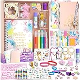 ADUSRIZ 2-Pack DIY Journal Kit for Girls Ages 8-14 Year Old, Birthday Christmas Gifts for Teen Girls, 70+ Pcs Art & Crafts, Scrapbook & Diary Supplies Toy Set Trendy Stuff for Kids