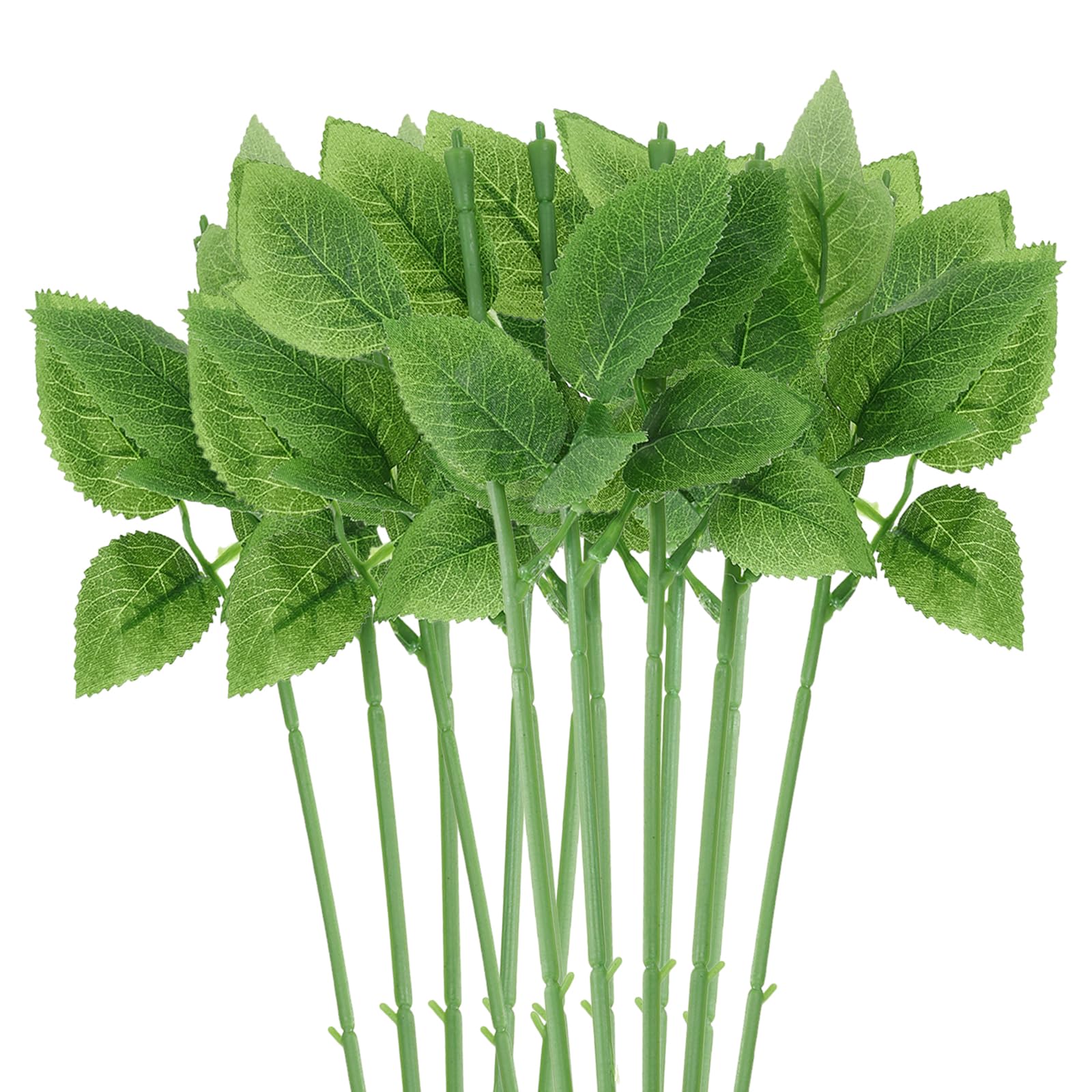 PATIKIL Floral Wire Stem with Leaves, 30 Pcs Artificial Plastic Rose Floral Wire Stems for DIY Craft Bouquet Making Floral Arrangement Tools Wedding Decoration