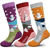 Hylaea Merino Wool Ski Socks Kids, Knee-high Warm Thermal Snowboard Skating Socks for Boys Girls Toddler