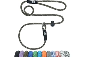 Hiado Slip Lead Dog Leash Reflective with Stopper Loop Rope Training No Pull for Small Medium Large Dogs 7ft Brown