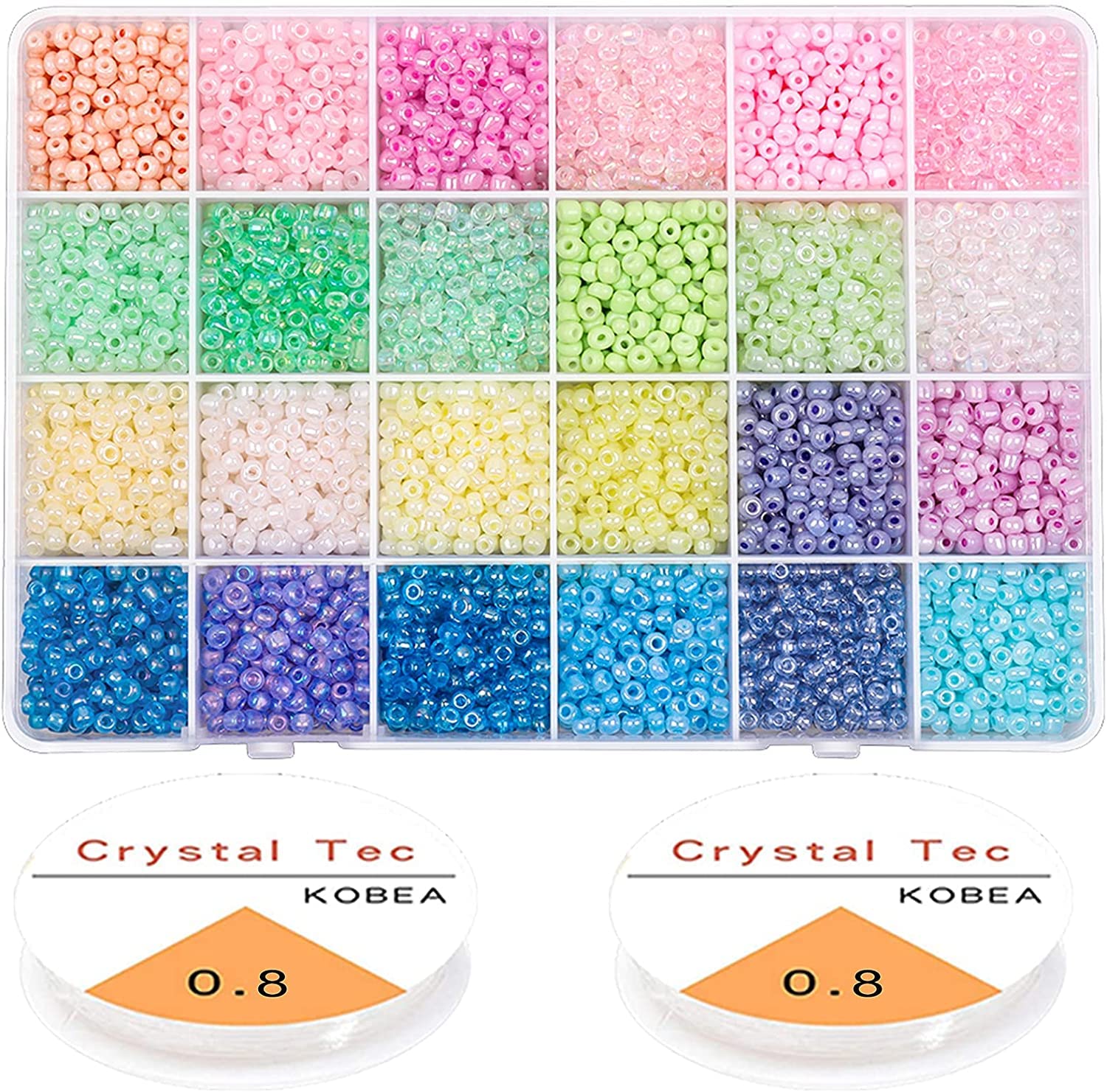 Yholin 3360pcs 4mm Glass Seed Beads for Jewellery Making Kit, Small Beads for Bracelet, Friendship Bracelets, DIY Crafting Necklace Earrings, with Elastic Strings