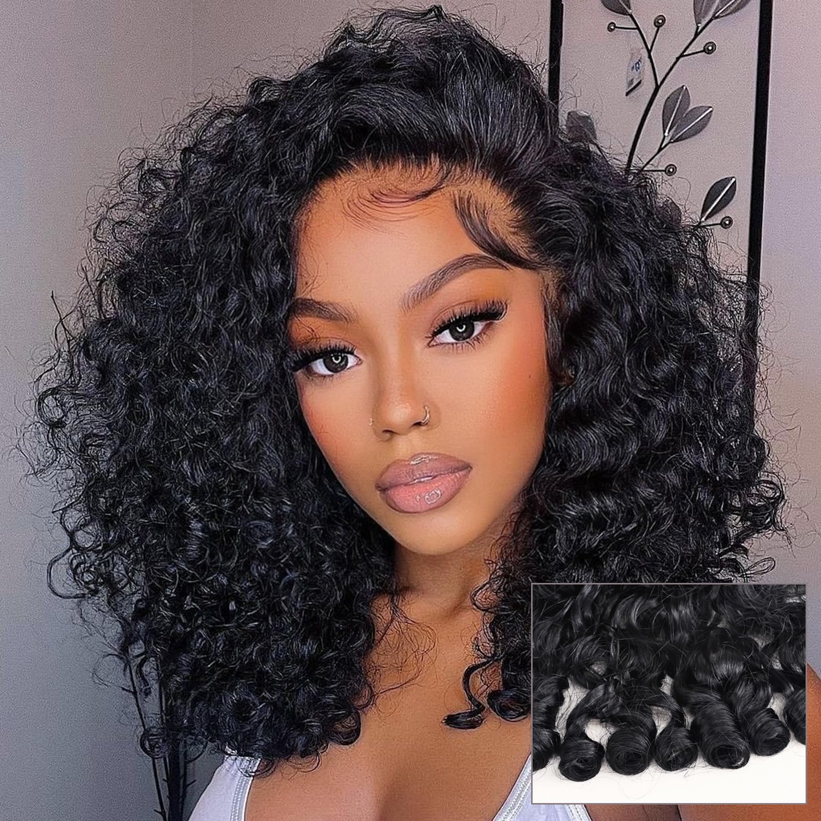 ijoy Burmese Curly Human Hair Wig with Spiral Curls End, 13x4 Lace ...