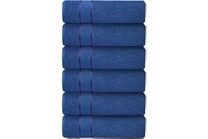 CRAFTBERRY Luxury Bath Towels| 100% Cotton| Ultra Soft, Plush, Thick, Fluffy, Highly Absorbent, Quick Dry| Home, Gym, Pool, Hotel, Shower, Spa | Large Towel Set for Bathroom| Set of 6| 24" x 48" | - Blue