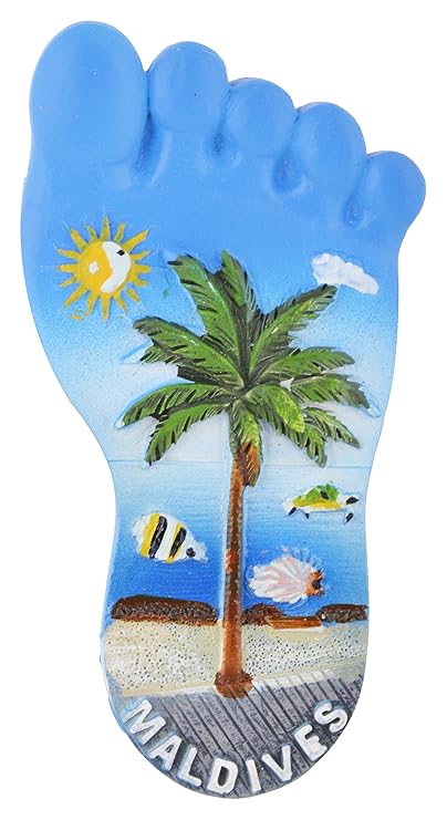 Temple Trees Polyresin Maldives Foot Print Fridge Magnet-(4 cm X 0.5 cm X 8 cm, Tsc M086)