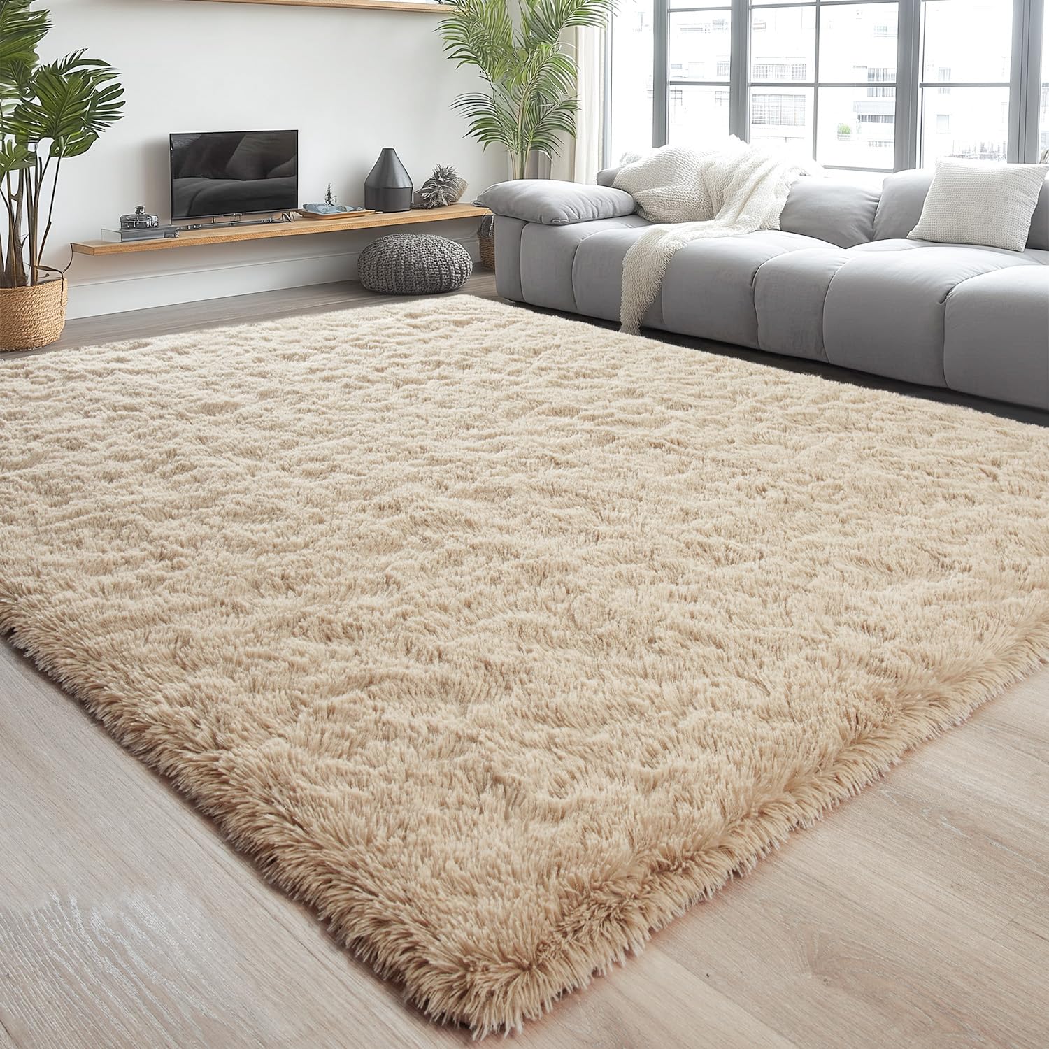 Photo 1 of Chicrug Soft Area Rugs for Bedroom Living Room Plush Fluffy Rug 3x5 Feet, Shag Furry Area Rug Carpet Non Shedding for Nursery Children Kids Girls Room Home Decorative, Camel