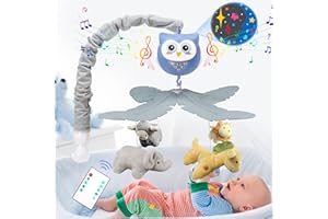 SUMWE Baby Crib Mobile with Music and Lights for Boys Musical Mobile Animals for Crib Bassinet Girls Toys Hanging Portable Safari Nursery Decor Blue