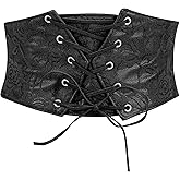 TRIWORKS Women Waist Belt Corset Lace Up Tied Waspie Elastic Wide Belt for Dresses Halloween Pirate Corset
