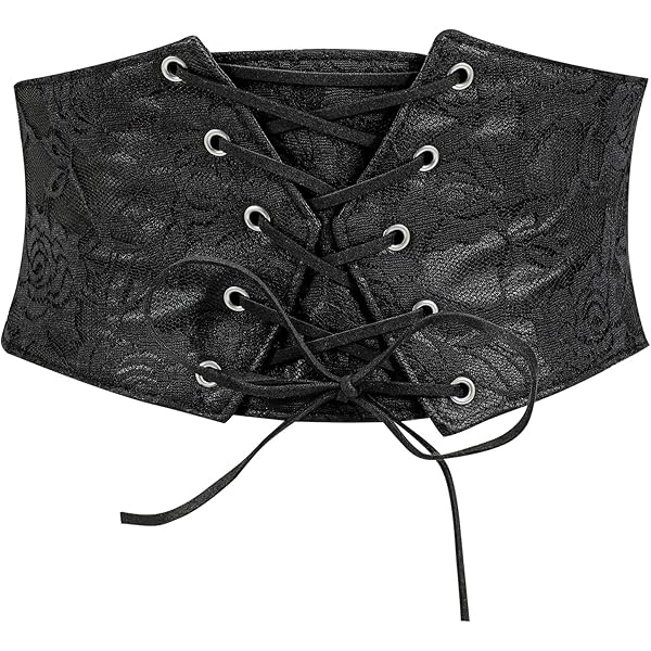 SANSTHS Wide Elastic Lace-up Tied Waspie Belt for Dresses  display picture 3