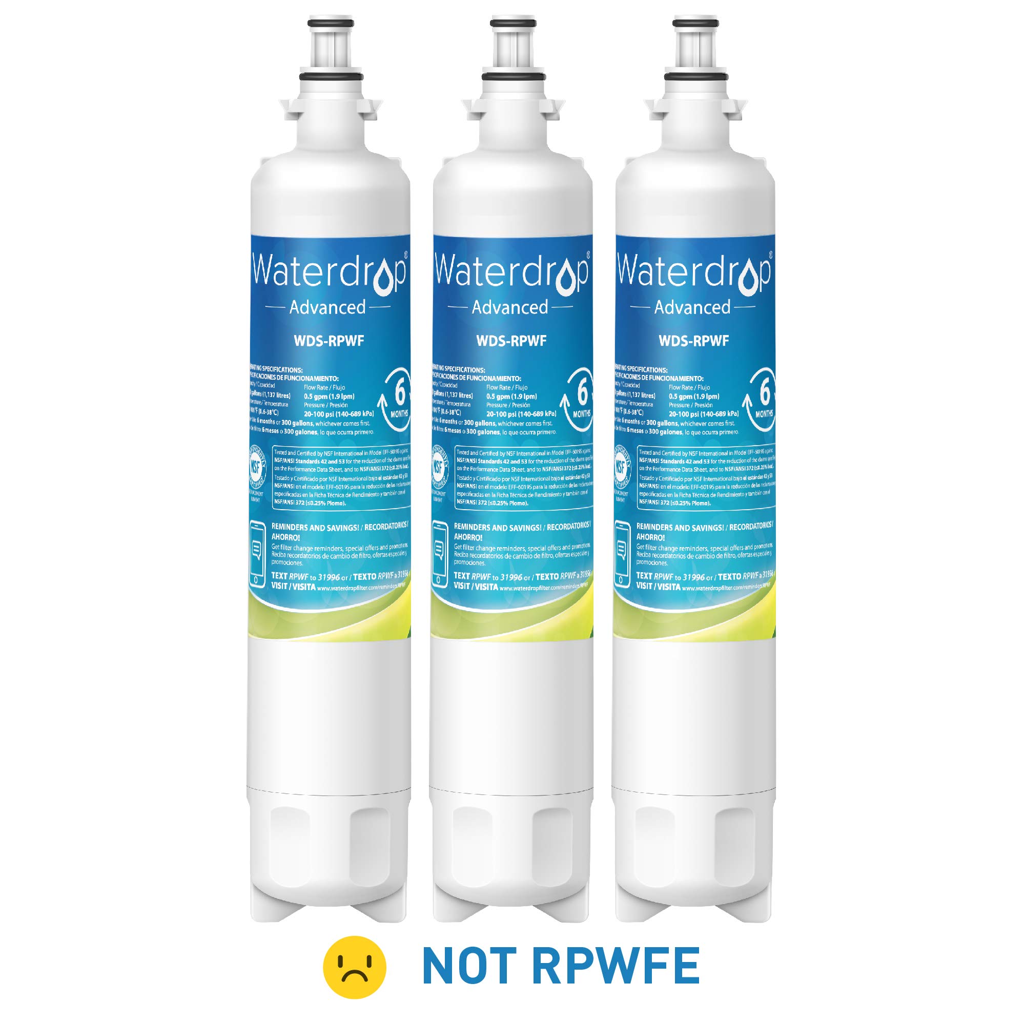 Waterdrop NSF 53&42 Certified Refrigerator Water Filter, Compatible