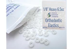 Orthodontic Elastic Rubber Bands - 100 Pack - Clear Latex Free, Small, Braces, Dreadlocks Hair Braids, Tooth Gap, Packaging, Crafts, Sonic Dental Supply - Made in USA - 1/8 inch Heavy/X-Heavy 6.5 oz