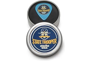 STATE TROOPER STACHE WAX Mustache Wax - Light Black - Medium Hold - Light Citrus Scent - One Ounce Tin