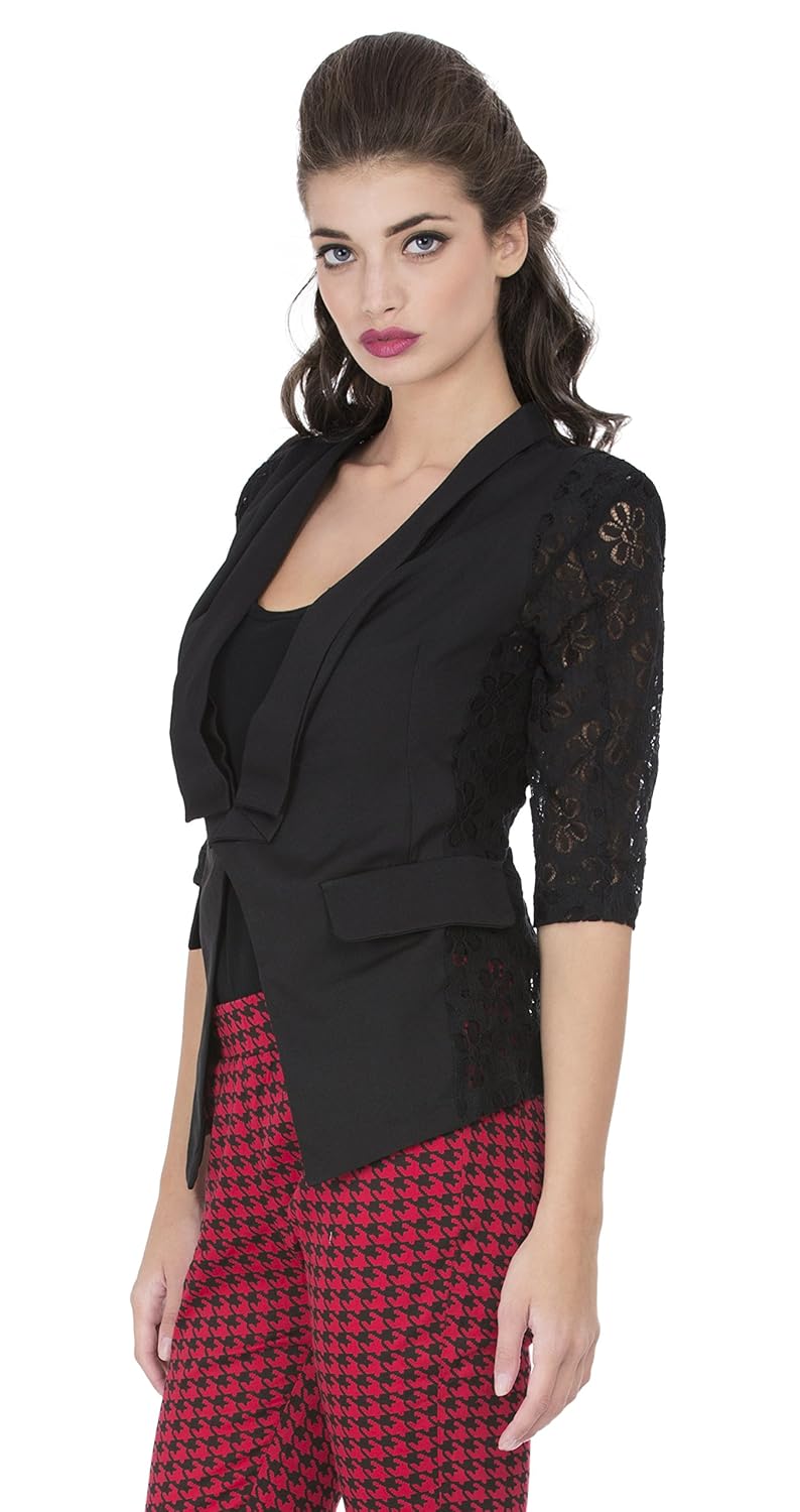 cay stylish black color woman's blazer with collars