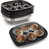MT Products Clear Deviled Egg Containers Holds 6 Eggs 6.5" x 5.63" x 1.19" - Durable Egg Platter Tray (Pack of 12) - Made in the USA
