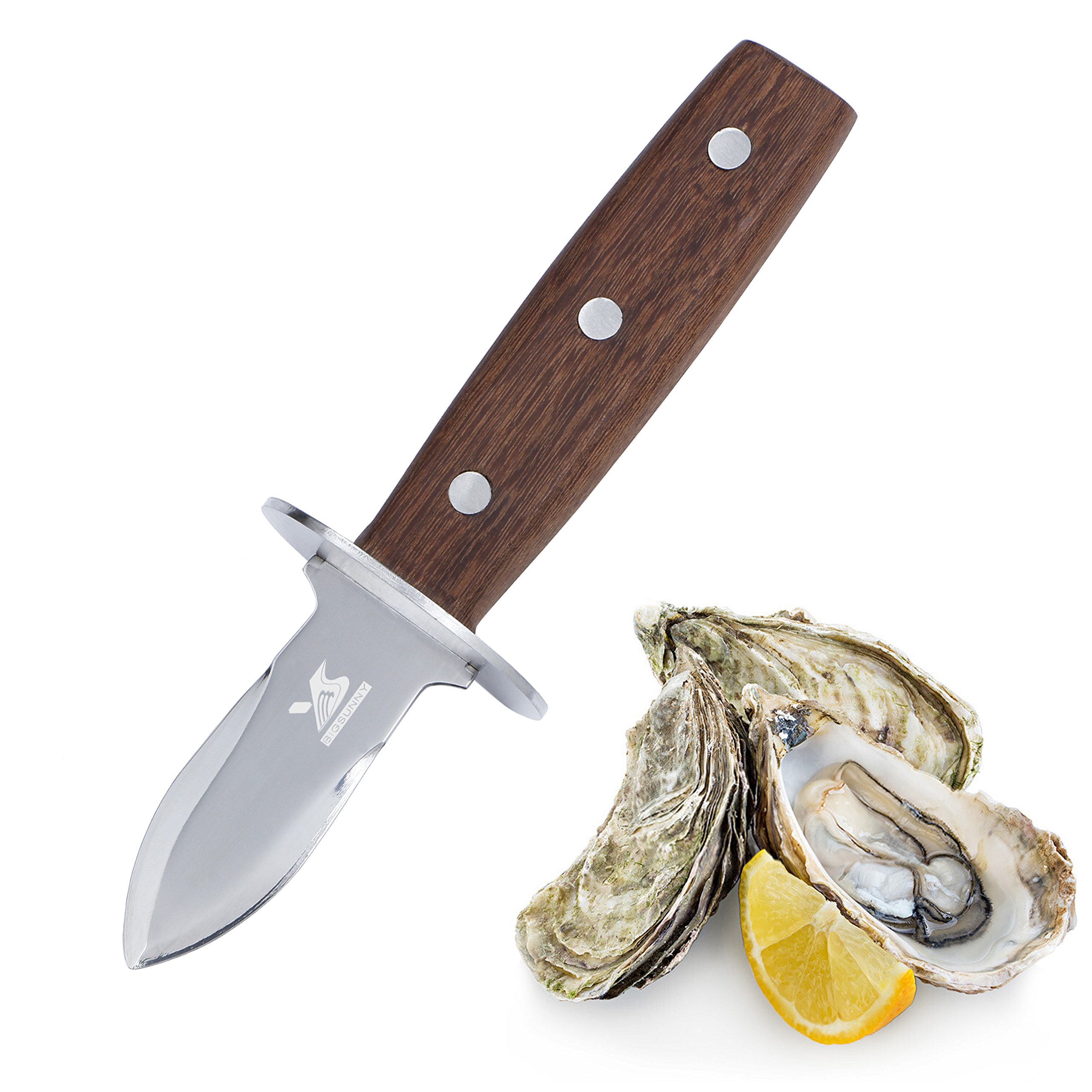 MSY BIGSUNNY Oyster Shucker Knife with Rosewood Handle - Full Tang Stainless Steel
