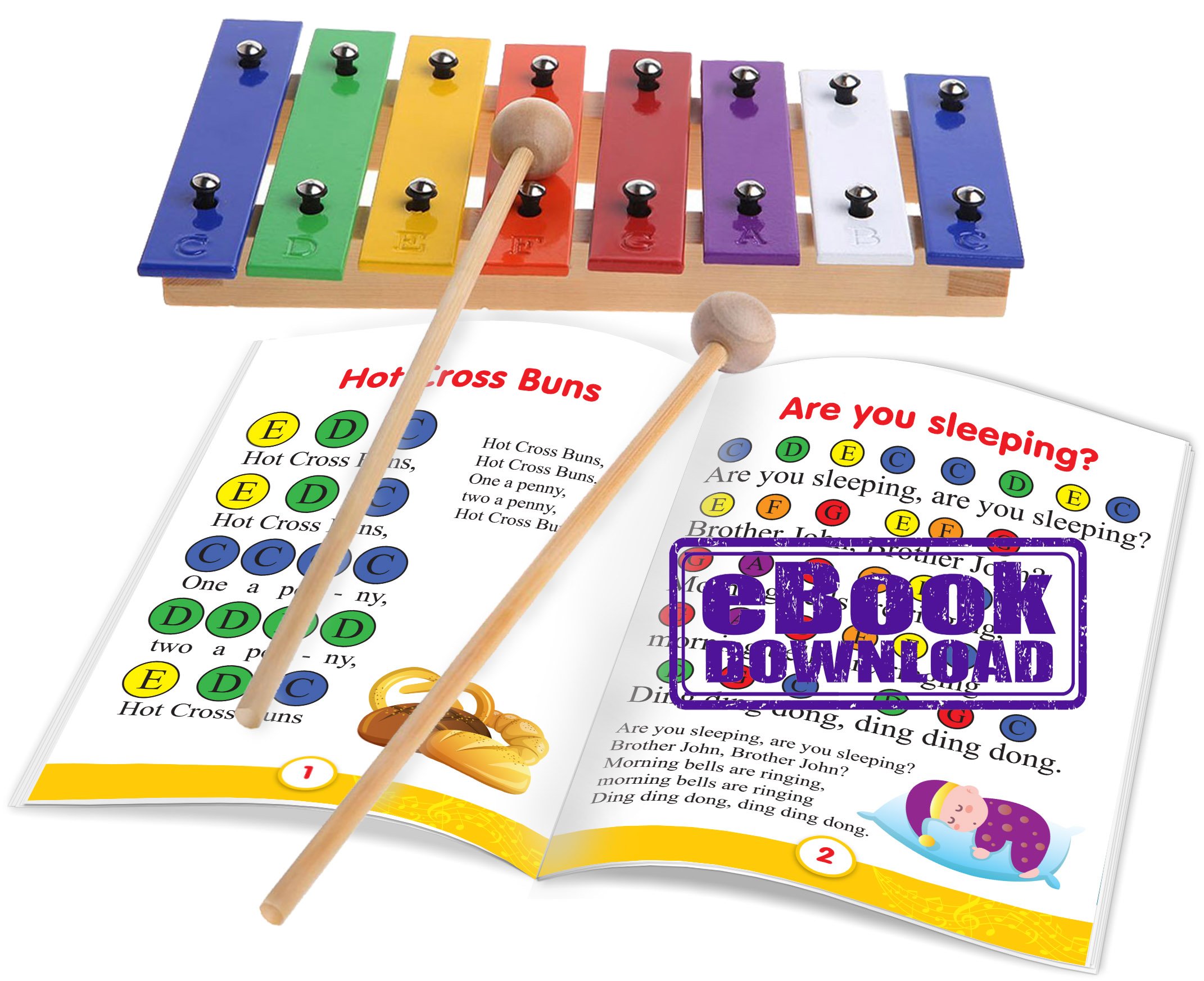 Mini Xylophone Glockenspiel EBook ColorCoded Songs Just For This