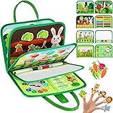 Extpro Busy Board for Toddlers, Montessori Toys for Boys Girls, Educational Learning Activity Quiet Book with Life Skills, Toddler Travel Toys Birthday Gifts (Green)