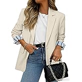 Simplee Blazer for Women Casual Long Sleeve Work Business Blazers Striped Cuff Suit Jacket with Pockets 2026