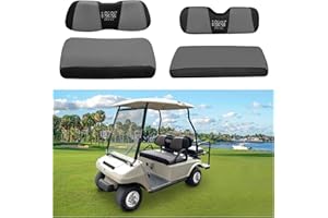 10L0L Golf Cart Front + Rear Seat Cover Set for EZGO TXT RXV & Club Car DS 4 Passenger Models Bench Seat Covers Kit Breathable Washable Polyester Mesh Cloth Gray Black Beige Red (S+XS)