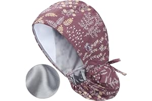 QBA Adjustable Working Cap with Button, Cotton Working Hat Sweatband, Elastic Bandage Tie Back Hats for Women & Men, One Size