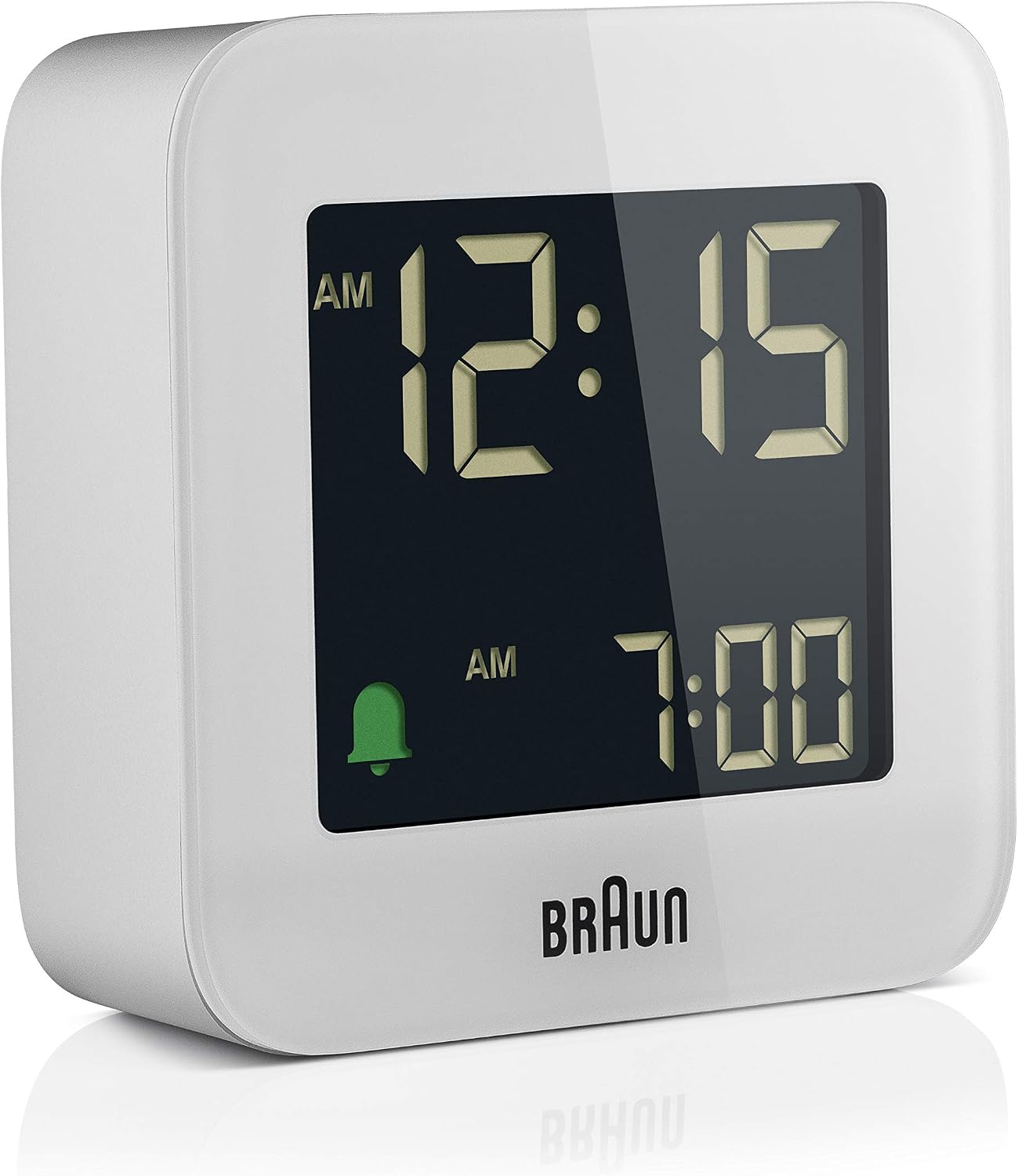 Braun Digital Travel Alarm Clock with Snooze, Compact Size, Negative LCD Display, Quick Set,Crescendo Beep Alarm in White, model BC08W - Image 3