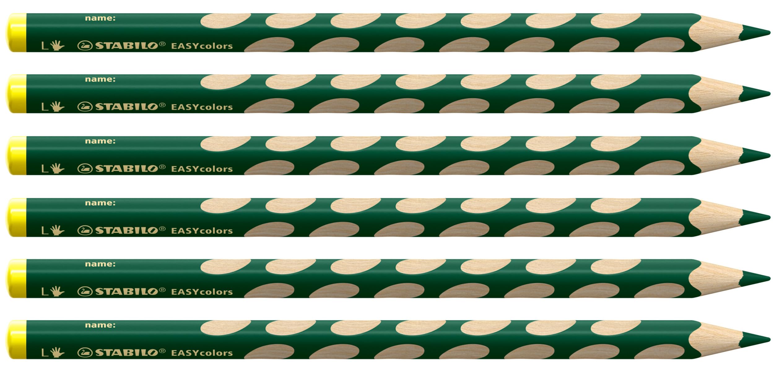 STABILO Ergonomic Colouring Pencil EASYcolors - Left-Handed - Pack of 6 - Dark Green