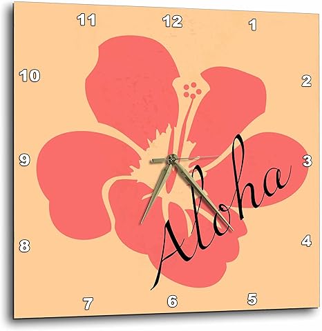 Amazon Co Jp 3drose Dpp 2 ピーチ ハイビスカス アロハ 花 フローラルプリント トロピカルアート ハワイアン壁掛け時計 13 X 13インチ ホーム キッチン