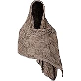 LANBETI Medieval Hooded Shawl Scarf Viking Renaissance Wrap Shawl Gothic Witch Warlock Cloak Apocalypse Costume