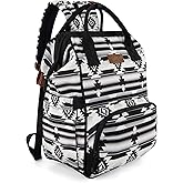 Wrangler Aztec Backpack Organized Daypack Travel Baby Bag with Stroller Strap and Side Bottle Pockets WG2204-9110BK