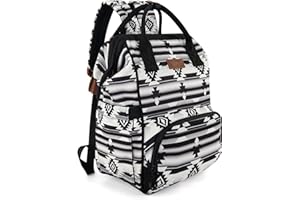 Wrangler Aztec Backpack Organized Daypack Travel Baby Bag with Stroller Strap and Side Bottle Pockets WG2204-9110BK
